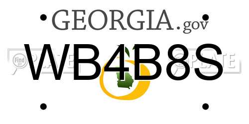 WB4B8S Georgia License Plate