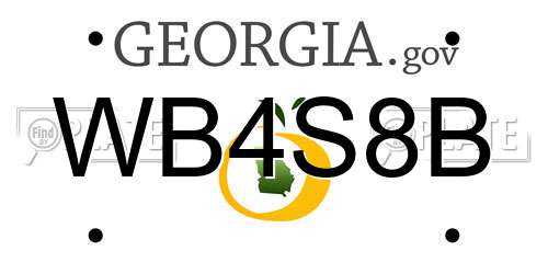 WB4S8B Georgia License Plate