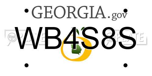 WB4S8S Georgia License Plate