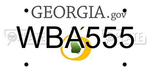 WBA555 Georgia License Plate