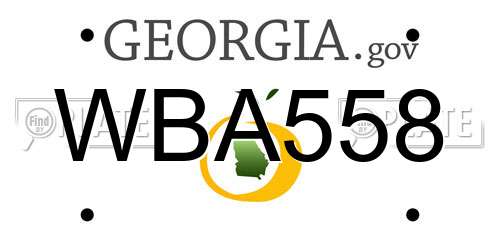 WBA558 Georgia License Plate