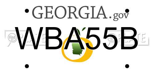 WBA55B Georgia License Plate