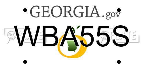 WBA55S Georgia License Plate