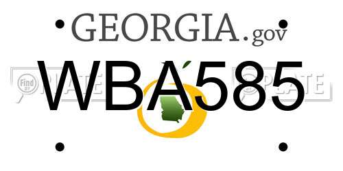 WBA585 Georgia License Plate