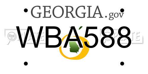 WBA588 Georgia License Plate