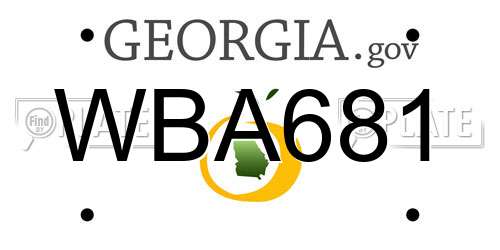 WBA681 Georgia License Plate