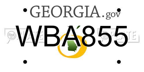 WBA855 Georgia License Plate