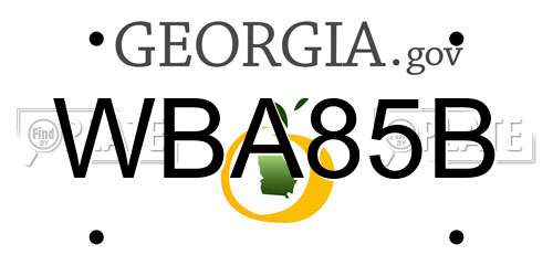 WBA85B Georgia License Plate