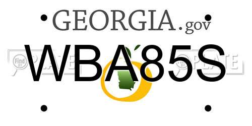 WBA85S Georgia License Plate