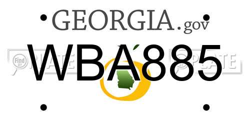 WBA885 Georgia License Plate