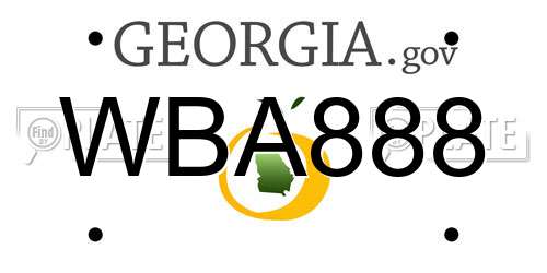 WBA888 Georgia License Plate