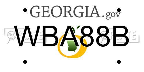 WBA88B Georgia License Plate