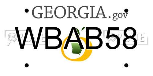 WBAB58 Georgia License Plate