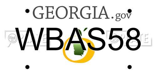 WBAS58 Georgia License Plate