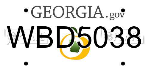 WBD5038 Georgia License Plate