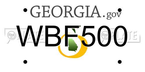 WBF500 Georgia License Plate
