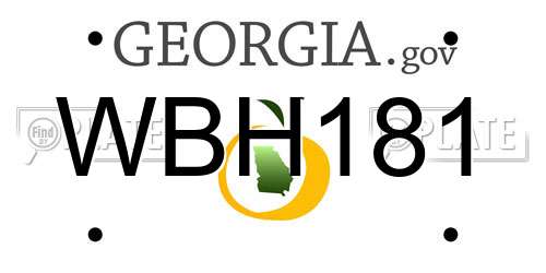 WBH181 Georgia License Plate