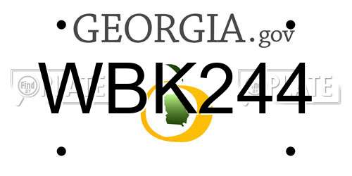 WBK244 Georgia License Plate