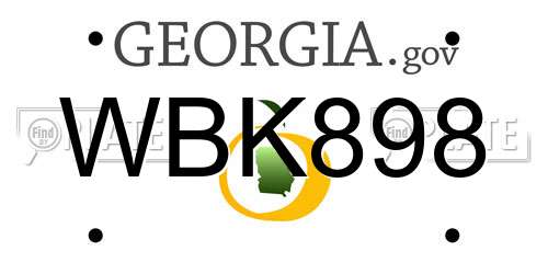 WBK898 Georgia License Plate
