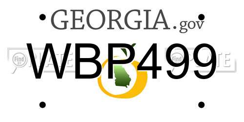 WBP499 Georgia License Plate