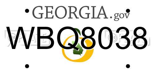 WBQ8038 Georgia License Plate