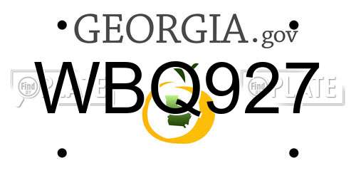 WBQ927 Georgia License Plate