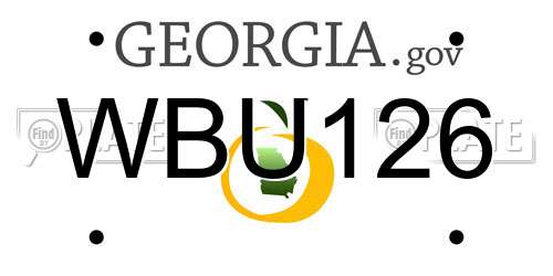 WBU126 Georgia License Plate