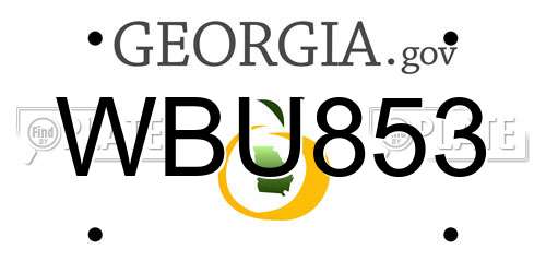 WBU853 Georgia License Plate