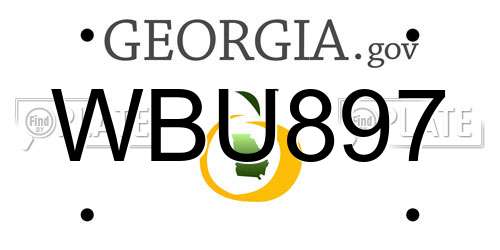 WBU897 Georgia License Plate