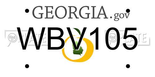 WBV105 Georgia License Plate