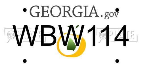 WBW114 Georgia License Plate