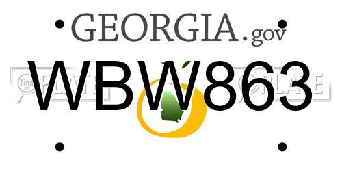 WBW863 Georgia License Plate