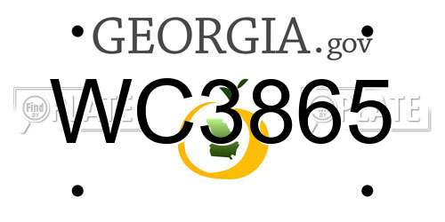 WC3865 Georgia License Plate