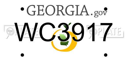 WC3917 Georgia License Plate