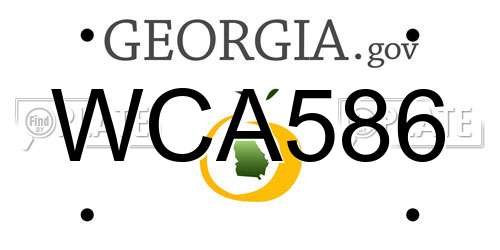 WCA586 Georgia License Plate