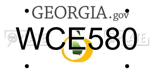 WCE580 Georgia License Plate