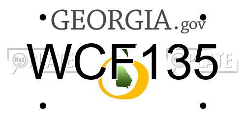 WCF135 Georgia License Plate