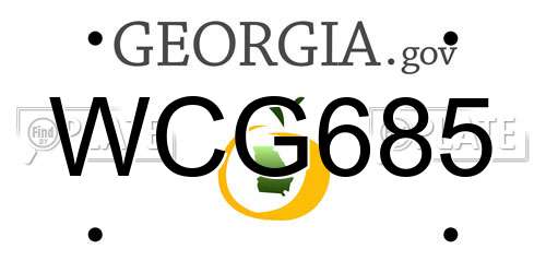 WCG685 Georgia License Plate