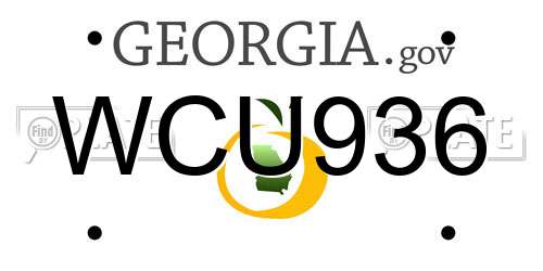 WCU936 Georgia License Plate
