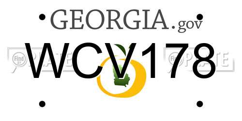 WCV178 Georgia License Plate