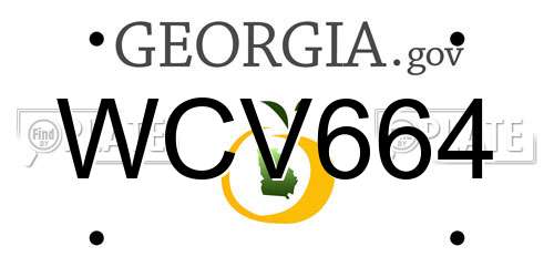 WCV664 Georgia License Plate