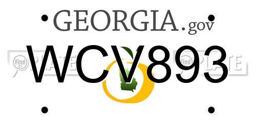 WCV893 Georgia License Plate