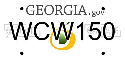 WCW150 Georgia License Plate