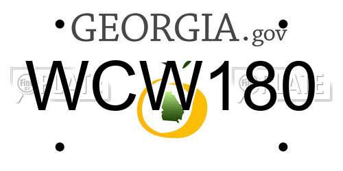 WCW180 Georgia License Plate