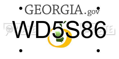 WD5S86 Georgia License Plate