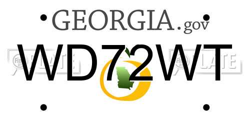 WD72WT Georgia License Plate