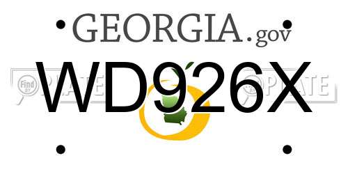 WD926X Georgia License Plate