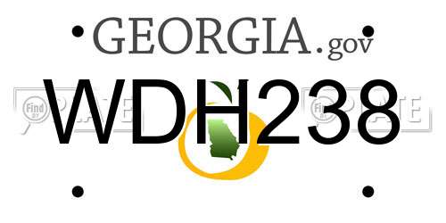 WDH238 Georgia License Plate