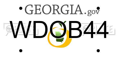 WDOB44 Georgia License Plate