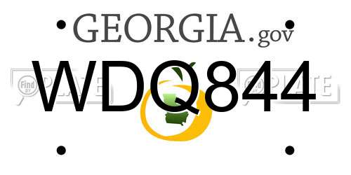 WDQ844 Georgia License Plate